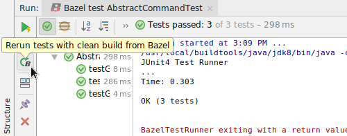 Click the "Rerun tests with clean build from Bazel"
button